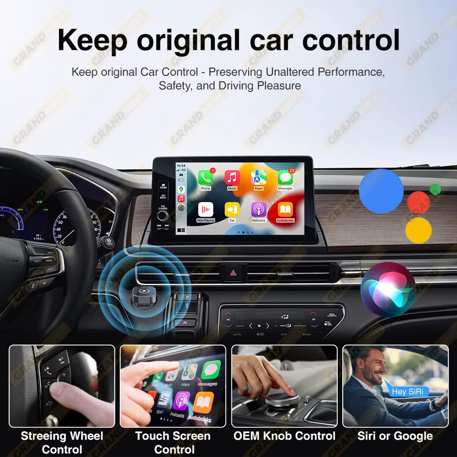 Grandnavi 2in1 Wireless CarPlay und Android Auto Adapter für OEM-Autoradios, Schwarz, USB Plug and Play mit Bluetooth - Bild 3