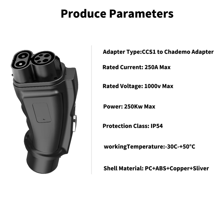 WUFEN CCS1 zu CHAdeMO EV-Adapter für DC-Schnellladestationen, 250A, 1000V, Farbe: Schwarz - Bild 3