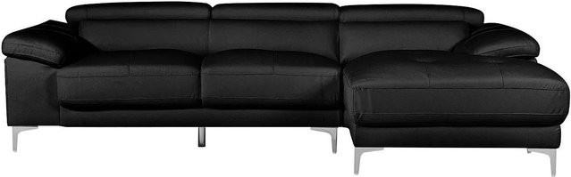 Vente-unique Sofa Solange in Schwarz, modernes L-Shape Ecksofa aus Leder, Breite: 265 cm - Bild 1