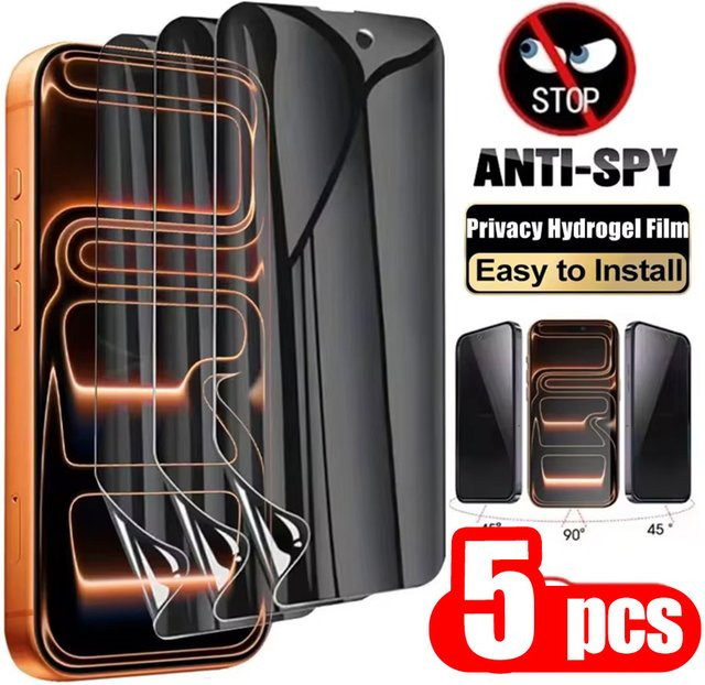 Anti-Spy Privacy Hydrogel Displayschutzfolie für Apple iPhone 17 16 15 14 13 12 Pro Max XS XR X transparent - Bild 1