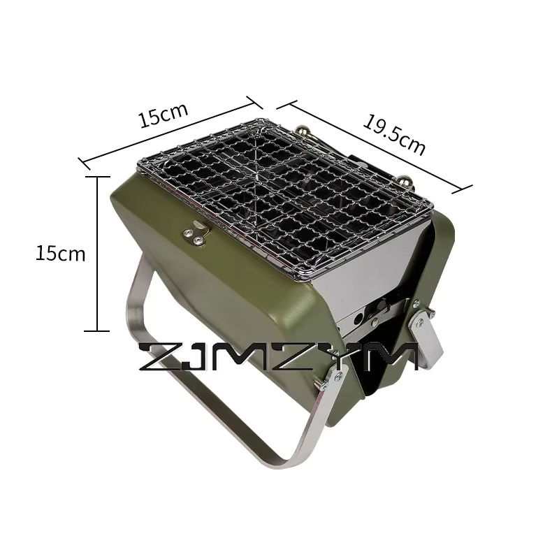 ZJMZYM Faltbarer Barbecue-Grill in Grün mit höhenverstellbarem Rost für Camping und Picknick - Bild 5