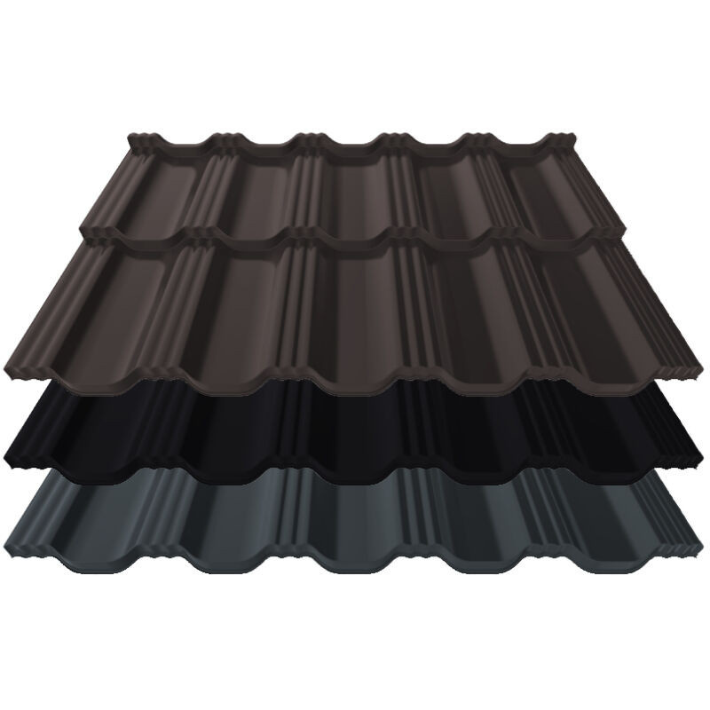 Pfannenblech Germania Simetric von Blachotrapez GmbH aus Stahl in Schwarz mit einer Modullänge von 350 mm - Bild 1