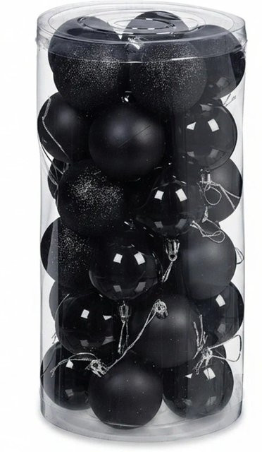 Relaxdays Weihnachtskugeln aus Kunststoff in Schwarz, 30er Set, bruchsicher, Durchmesser: 7 cm - Bild 1