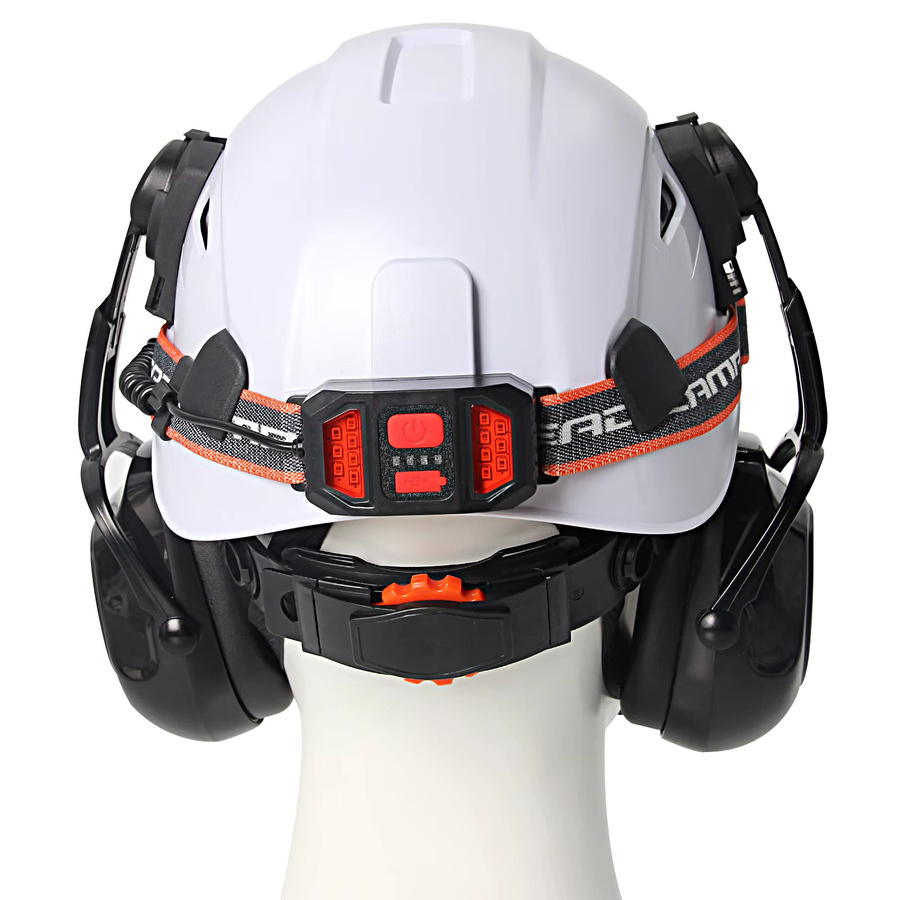Aolamegs CE-Sicherheitshelm mit LED-Stirnlampe und integriertem Ohrenschutz aus atmungsaktivem ABS-Material für Radfahren und Rettungseinsätze - Bild 2