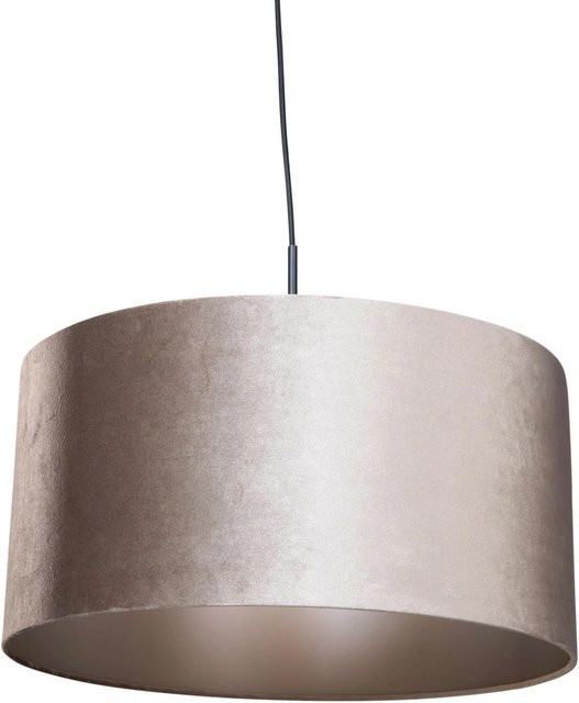 QAZQA Pendelleuchte in Schwarz mit Samtschirm in Taupe, Durchmesser: 50 cm - Bild 1