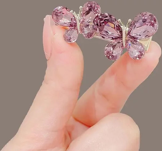 HIYAYZ Haarnadel Schmetterling mit Kristall, Lila, Damen - Bild 1