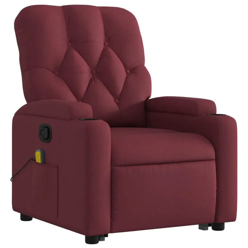 vidaxl Aufstehhilfe Massagesessel für Senioren, verstellbar, Rot, Stoffbezogen - Bild 2