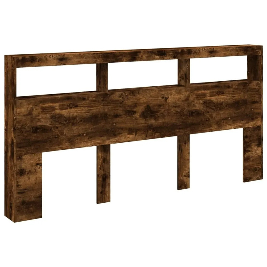 vidaXL LED-Kopfteil mit Ablagen und USB-Anschluss in Räuchereiche, B/T/H: 200 x 17 x 102 cm - Bild 2