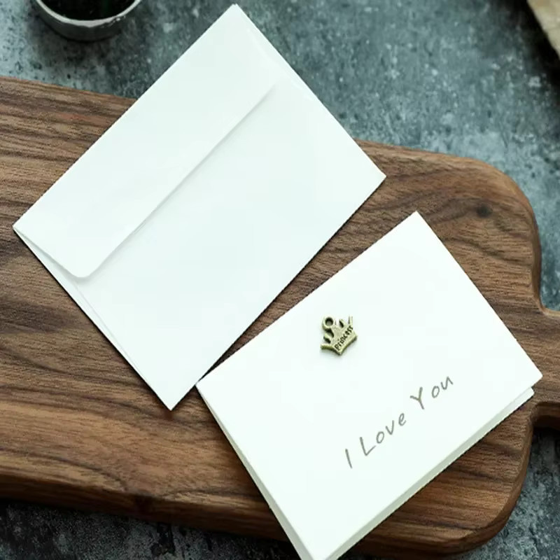 10 Stück weiße Mini-Grußkarten aus Metall und Papier für Hochzeit, Geburtstag oder als Geschenk mit Umschlag - Bild 2