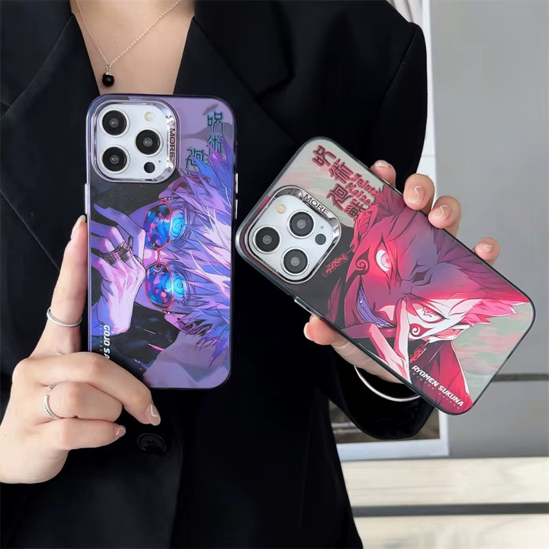 Kute Anime Handyhülle Jujutsu Line Satoru Fushiguro Toji für iPhone 11 bis 17 Pro Max in Silber und Bunt - Bild 1