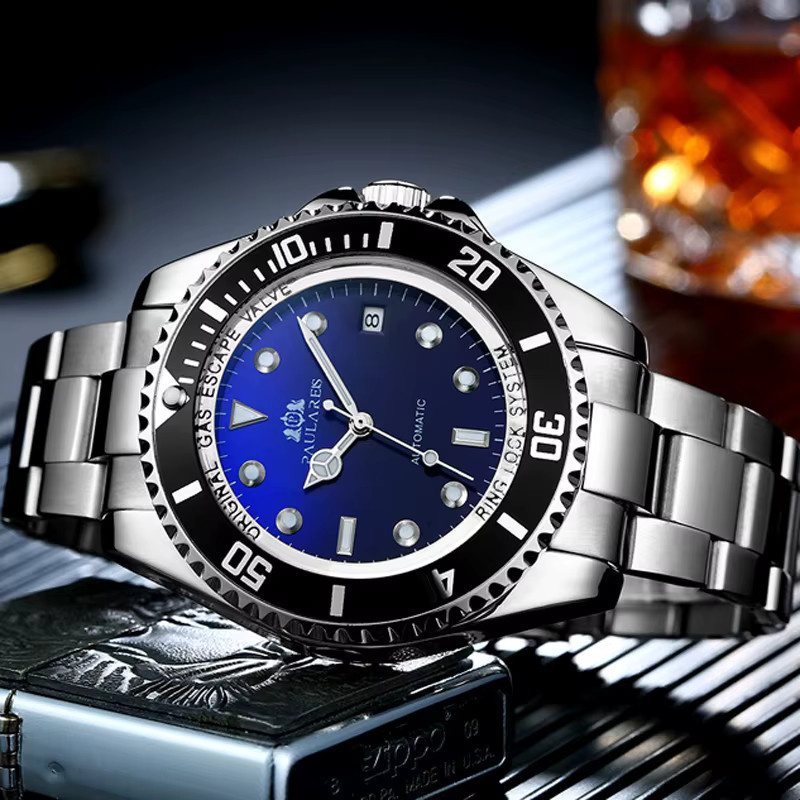 PAULAREIS P Armbanduhr, Automatik, Edelstahl, Blau, Herren - Bild 1