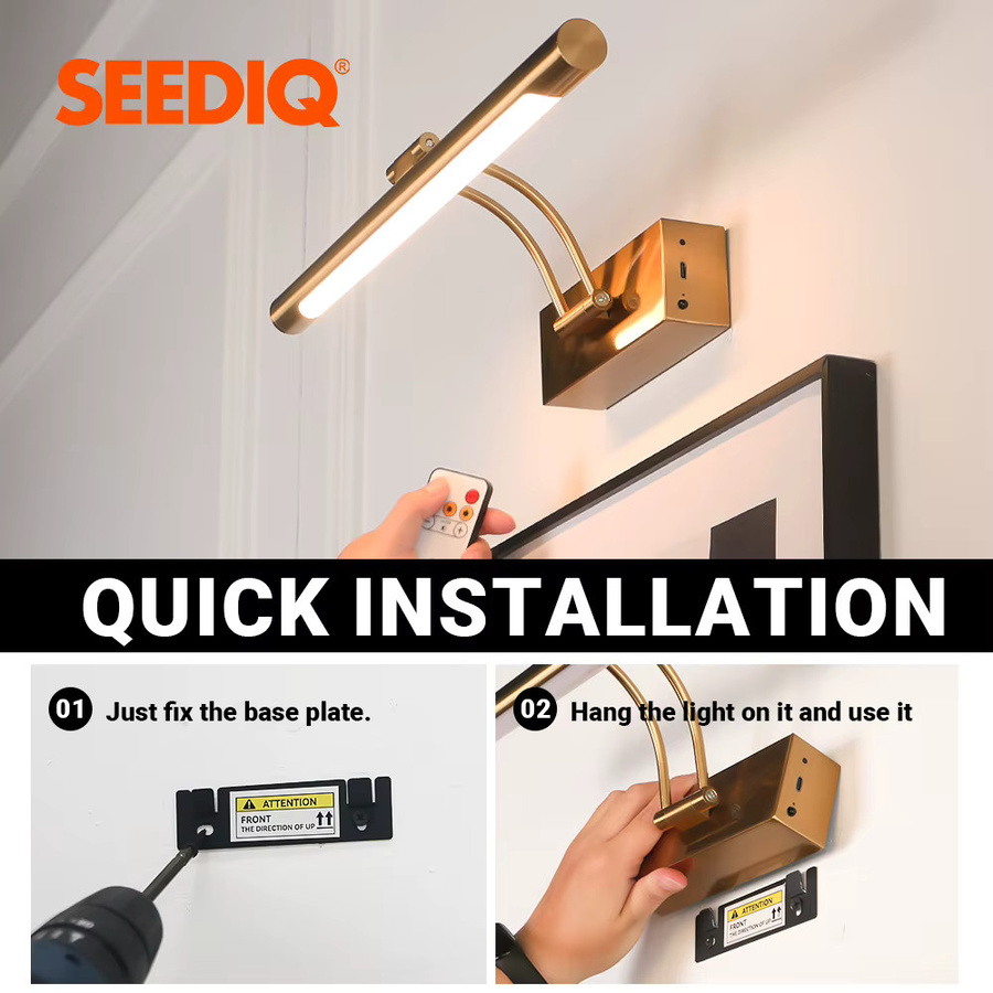 Seediq Wiederaufladbare LED-Wandleuchte in Gold/Messing mit Fernbedienung, Breite: 40 cm - Bild 6
