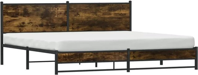 vidaXL Metallbett in Räuchereiche Optik ohne Matratze B/T/H: 200 x 200 x 91,5 cm - Bild 1