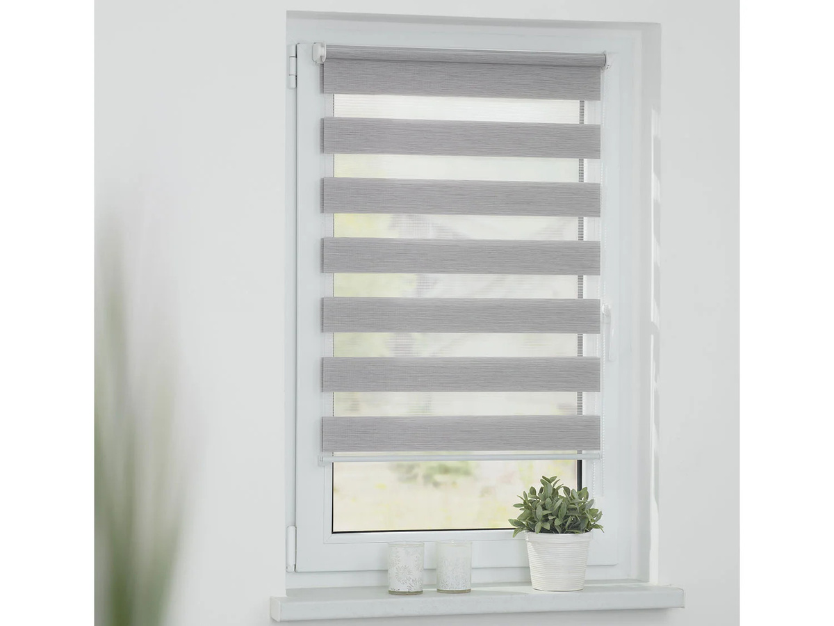 LICHTBLICK Duo Rollo Klemmfix Day & Night ohne Bohren, Hellgrau, B: 70 cm, H: 150 cm - Bild 1