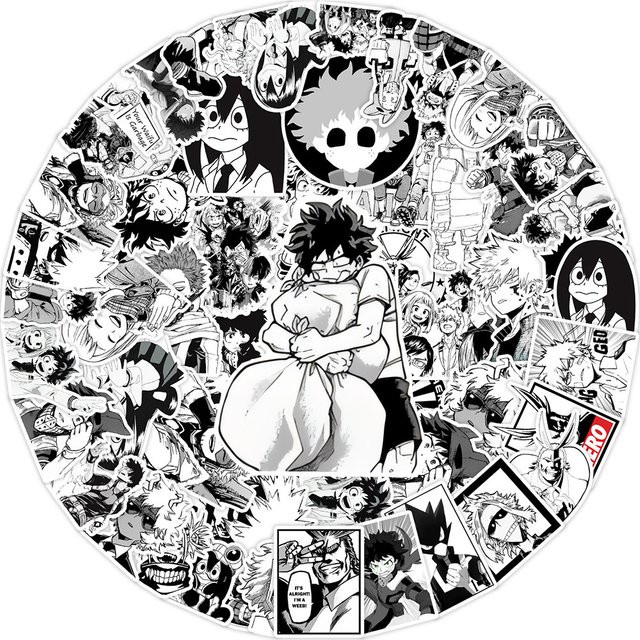 Bandai My Hero Academia Aufkleber, Schwarz-Weiß, 10/30/50 Stück - Bild 1