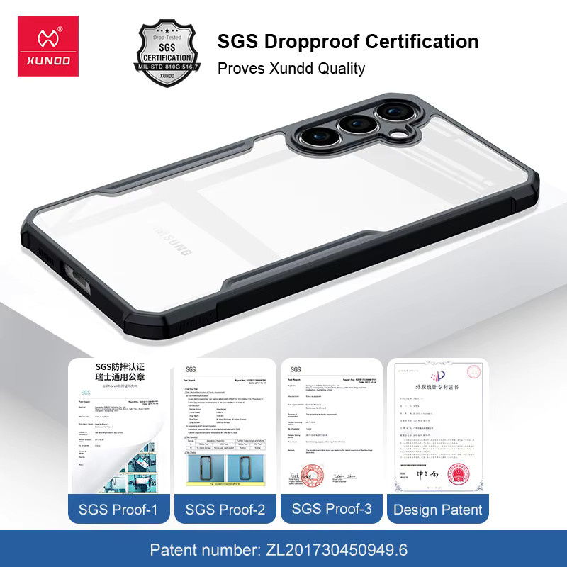 Xundd Stoßfeste Schutzhülle für Samsung Galaxy A35 A55 5G A56 A36 A57 A37 A27 5G mit Kameraschutz und Airbag-Funktion, Transparent/Schwarz - Bild 4