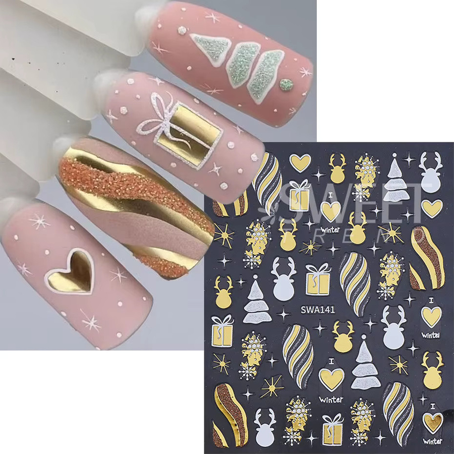 SWEET TREND Nagelaufkleber, 3 Stück, Schimmernd, Weihnachtsdesign - Bild 2