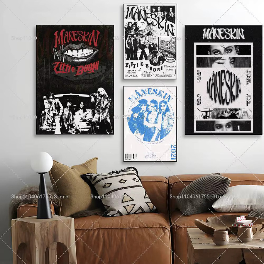 M-Maneskin Band-Poster selbstklebender Kunst-Aufkleber aus wasserfestem Papier in Multicolour - Bild 2