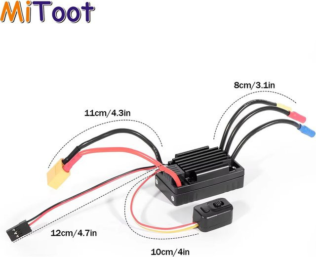 Mitoot Wasserdichter Sensorloser Brushless ESC HG Geschwindigkeitsregler, Schwarz - Bild 1