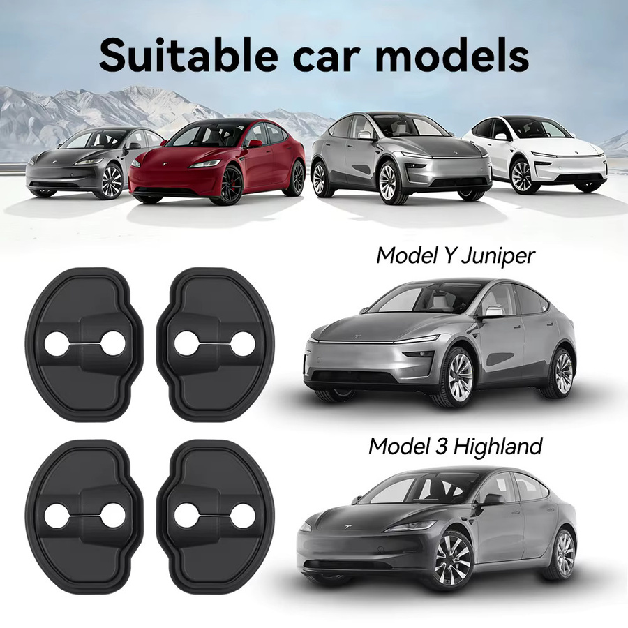 YZ 4 Stück Silikon-Türschlossabdeckungen Schutzaufkleber in Schwarz für Tesla Model 3 Y Highland Juniper - Bild 5