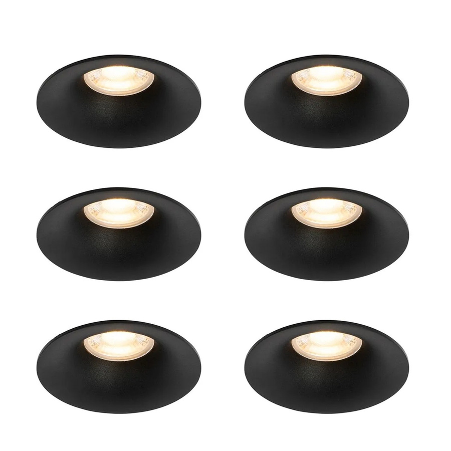 QAZQA Gijs Set mit 6 runden Einbauleuchten GU10 in Schwarz, Durchmesser: 50 mm - Bild 2