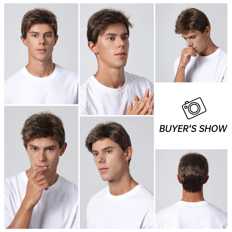 EASIHAIR Herren Perücke, kurze Pixie Cut, braun, synthetisch - Bild 5
