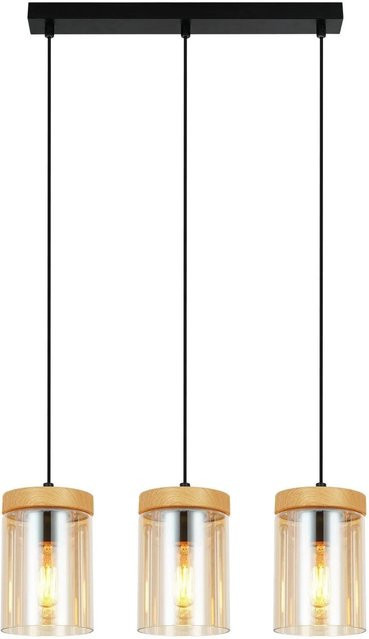 NETTLIFE Vintage Pendelleuchte aus Glas und Metall, 3-flammige Hängelampe in Schwarz und Transparent mit E27 Fassung, höhenverstellbar - Bild 1