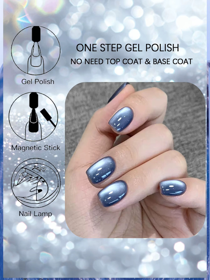 SJP Cat Eye Nagellack-Gel, Blau, Glänzend, 15 ml - Bild 5