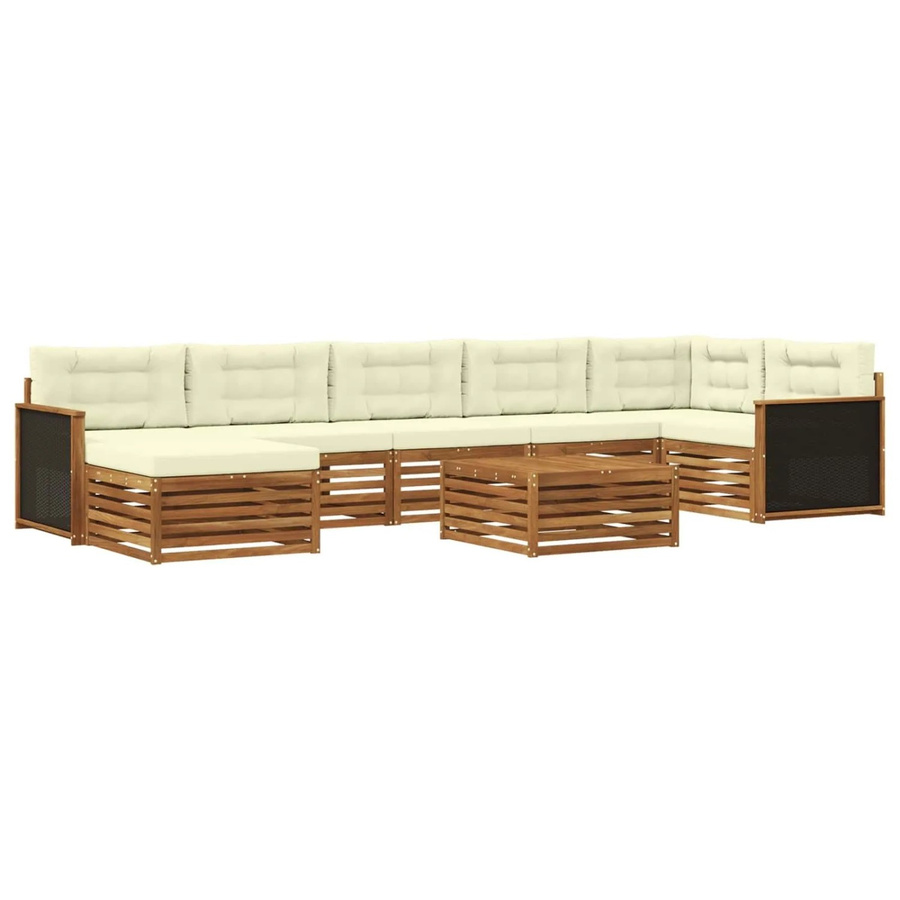 vidaXL Outdoor-Sofagarnitur L-Form aus Akazienholz mit 8 Kissen in Natur und Beige - Bild 2