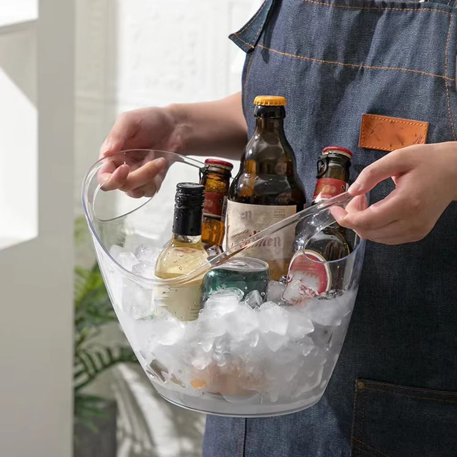 APWIKOGER Getränkeeimer aus Acryl in Transparent, 3,5 l Eiswürfelbehälter mit Griff als Getränkekühler für Partys - Bild 4
