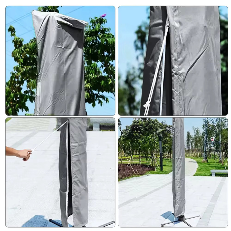 Wasserdichte Terrassenschirm-Abdeckung aus Polyester in Grün für freitragende Sonnenschirme bis 12–14 Fuß, B/H/T: 280 x 170 cm - Bild 6