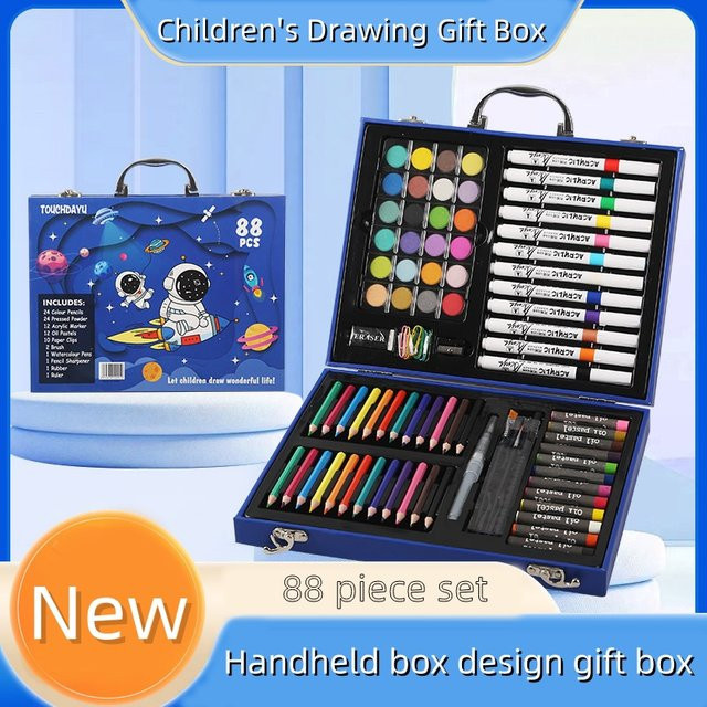 88-teiliges Acryl-Marker Set mit Aquarellstiften und Pinseln in Mehrfarben für Schule und Hobby - Bild 1