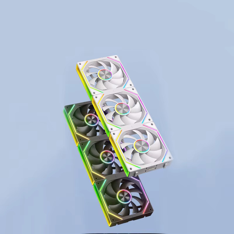 OUYUANSU K4 Desktop-Lüfter 3er-Pack in Schwarz mit ARGB-Synchronisierung und temperaturgesteuerter Luft- und Wasserkühlung, 12 cm - Bild 4