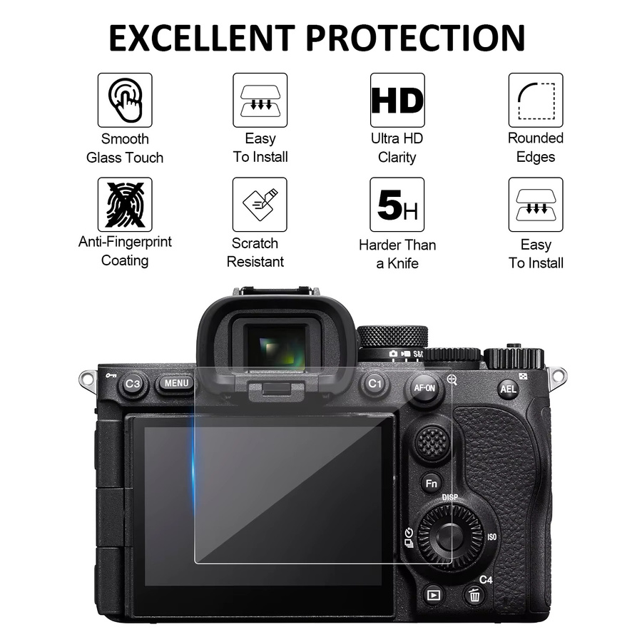 2er-Set Displayschutz aus gehärtetem Glas für Sony Alpha A7RV A7R5 A7M2 A7M3 A7M4 A7II A7III A7R2 RX100 ZV1, transparent und kratzfest - Bild 4