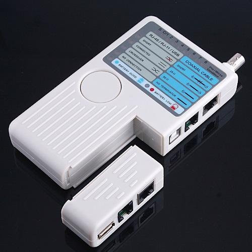 Kkmoon 4-in-1 Netzwerk-Tester mit Fernbedienung für RJ11, RJ45, USB und BNC in Weiß - Bild 1