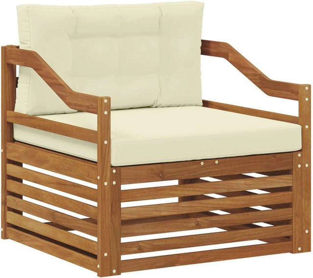 vidaXL Outdoor-Sofagarnitur aus Massivholz Akazie in Braun mit beigefarbenen Polstern - Bild 1