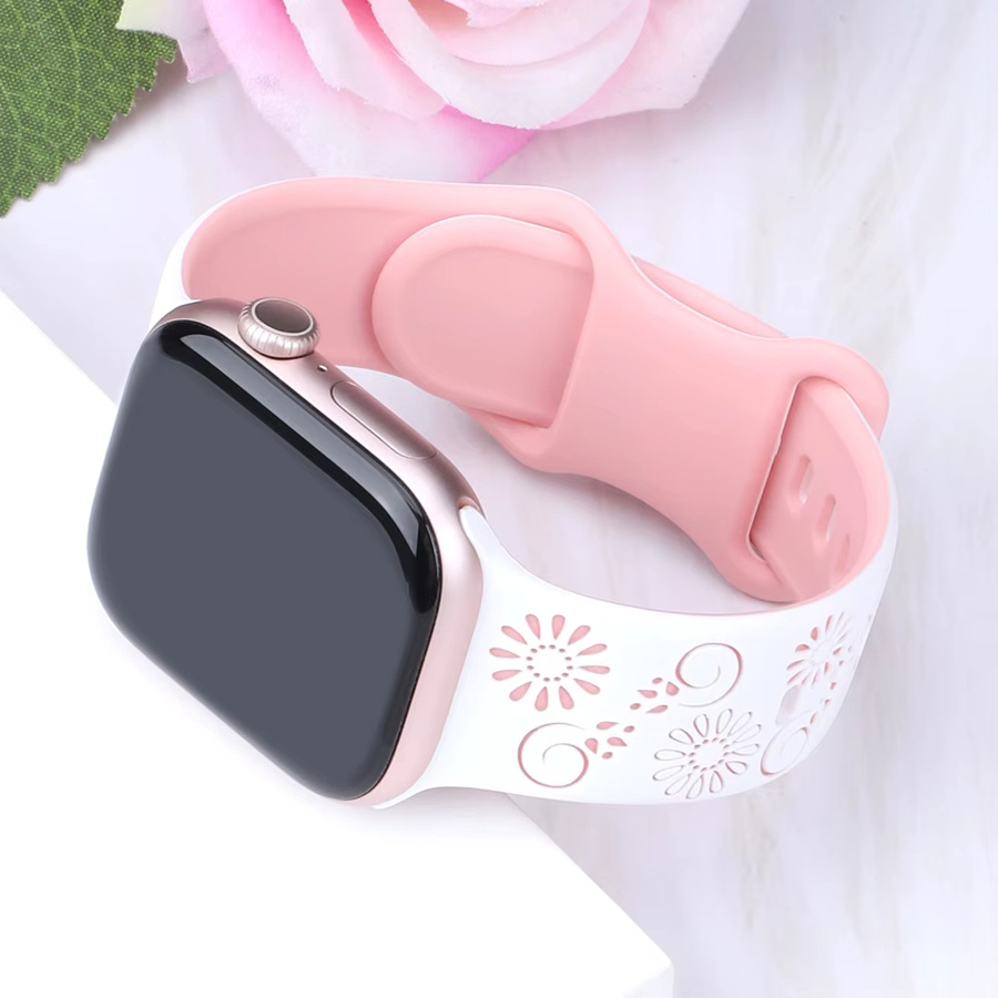 samusak Uhrenarmband Silikon, florales Feuerwerk, Damen, Apple Watch - Bild 2