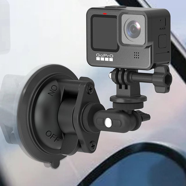 MINIFOCUS Kamera-Saugnapfhalterung mit Kugelkopf und Magic Arm in Schwarz für Auto-Windschutzscheibe und Armaturenbrett, kompatibel mit GoPro, DJI OSMO Pocket 3 und Mobiltelefonen - Bild 1