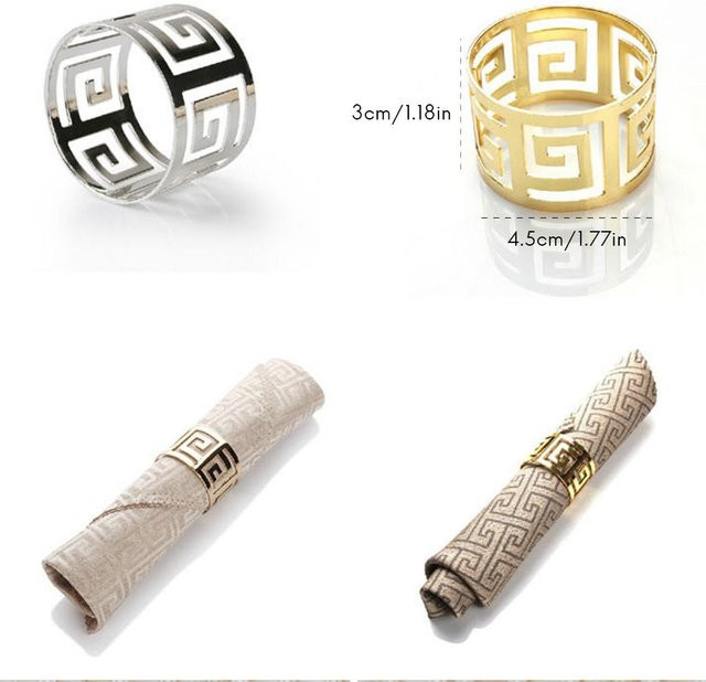 KONNWEI Serviettenringe aus Edelstahl mit hohlem Muster in Silber oder Gold für deine Tischdekoration und Hochzeit - Bild 1