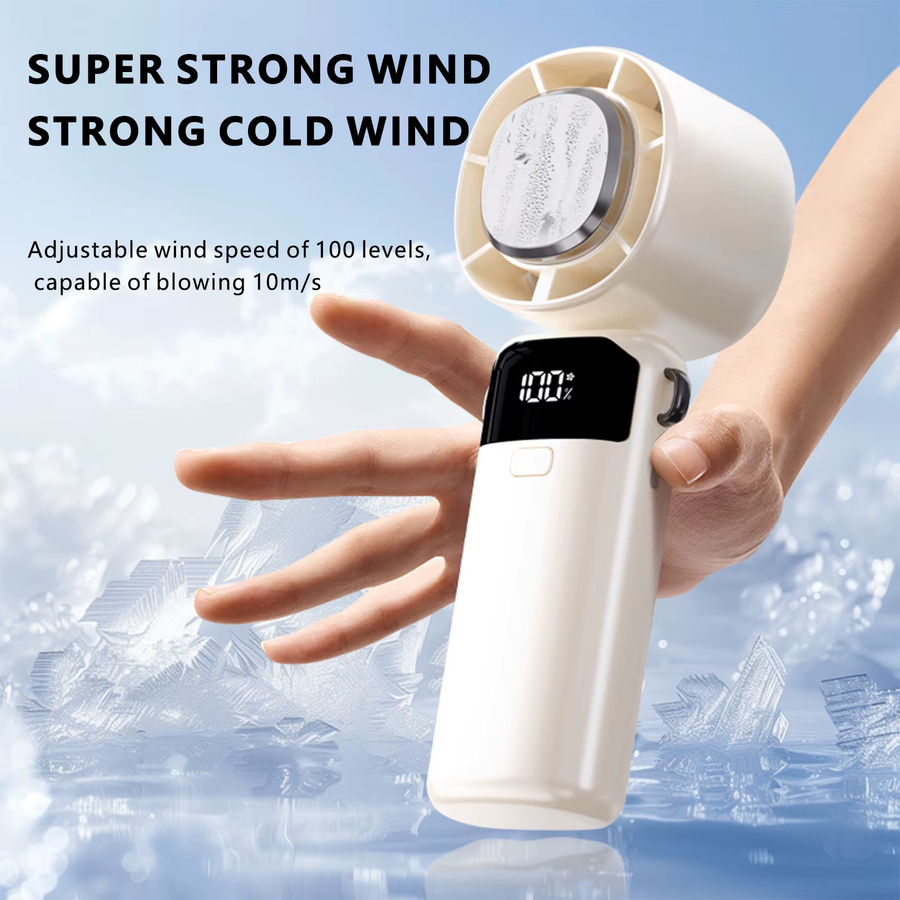 TENGKESi Mini-Handventilator in Weiß, tragbarer faltbarer Luftkühlungsventilator mit 3600 mAh Akku und 100 Geschwindigkeiten - Bild 3