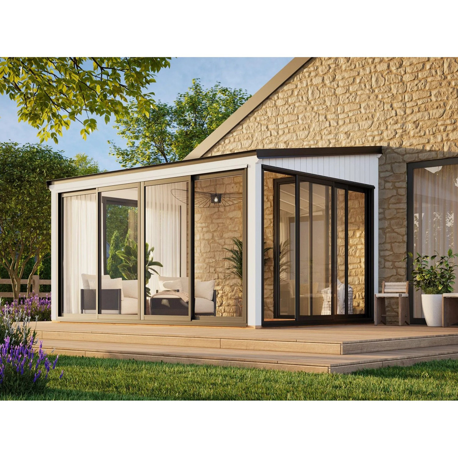 Palmako Holz-Gartenhaus Lumi Slide Plus mit Pultdach in Weiß, B: 420 cm, T: 297 cm, H: 210 cm - Bild 2