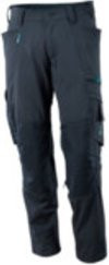 Mascot Arbeitshose mit Knietaschen und Reflexstreifen in Schwarz-Blau aus Stretchstoff mit Cordura-Material - Bild 1