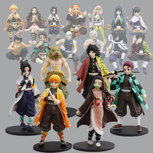Bandai Demon Slayer Kimetsu no Yaiba Anime Figuren Set aus PVC, 16 Stück, Multicolor, Kamado Tanjiro, Nezuko, Zenitsu Agatsuma Modelle - Bild 1