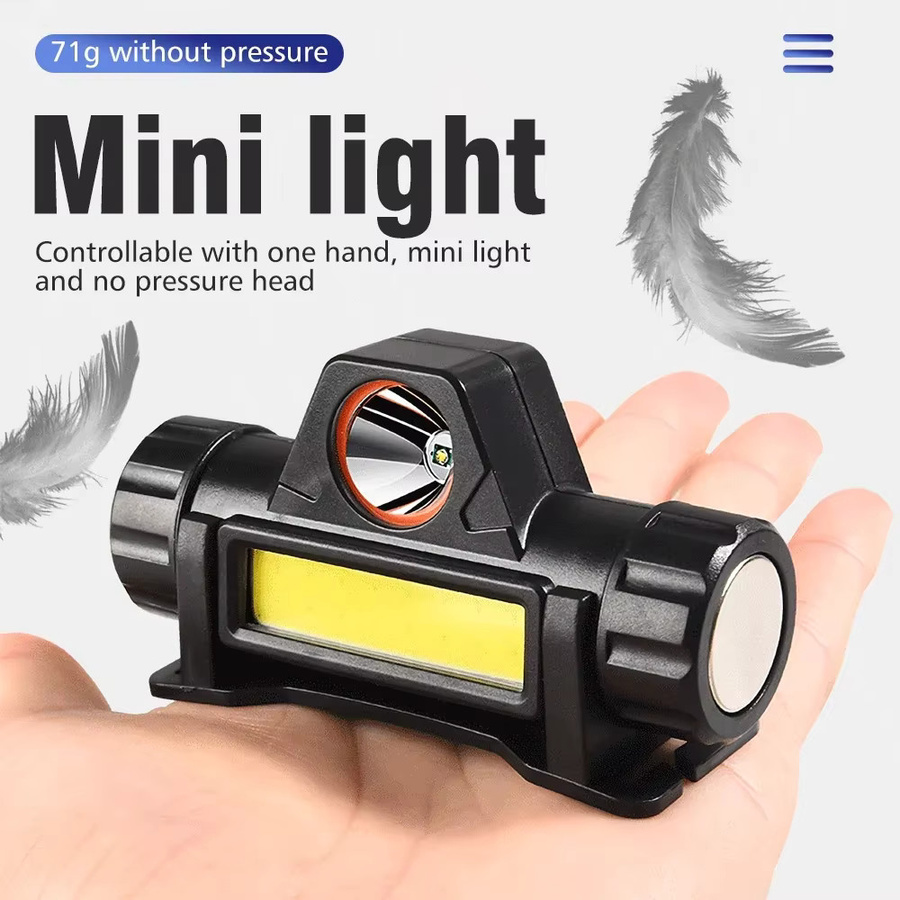 ZHIYU USB wiederaufladbare LED Stirnlampe mit XPE COB Licht, dimmbar, Magnetfunktion und Touch-Bedienung, Schwarz - Bild 4