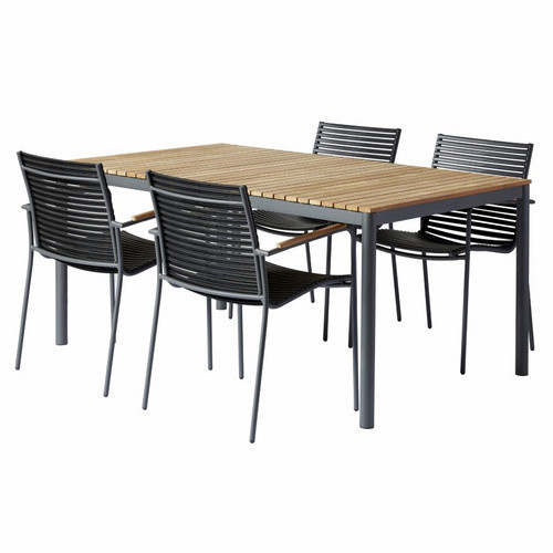 Cinas Gartenmöbelset aus Teakholz und Aluminium für 4 Personen in Grau und Anthrazit - Bild 2