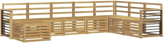 vidaXL Outdoor-Sofagarnitur 8-tlg. in Weiß aus Akazienholz mit Polstern, L-Form, B/T/H: 306 x 187,5 x 73 cm - Bild 1