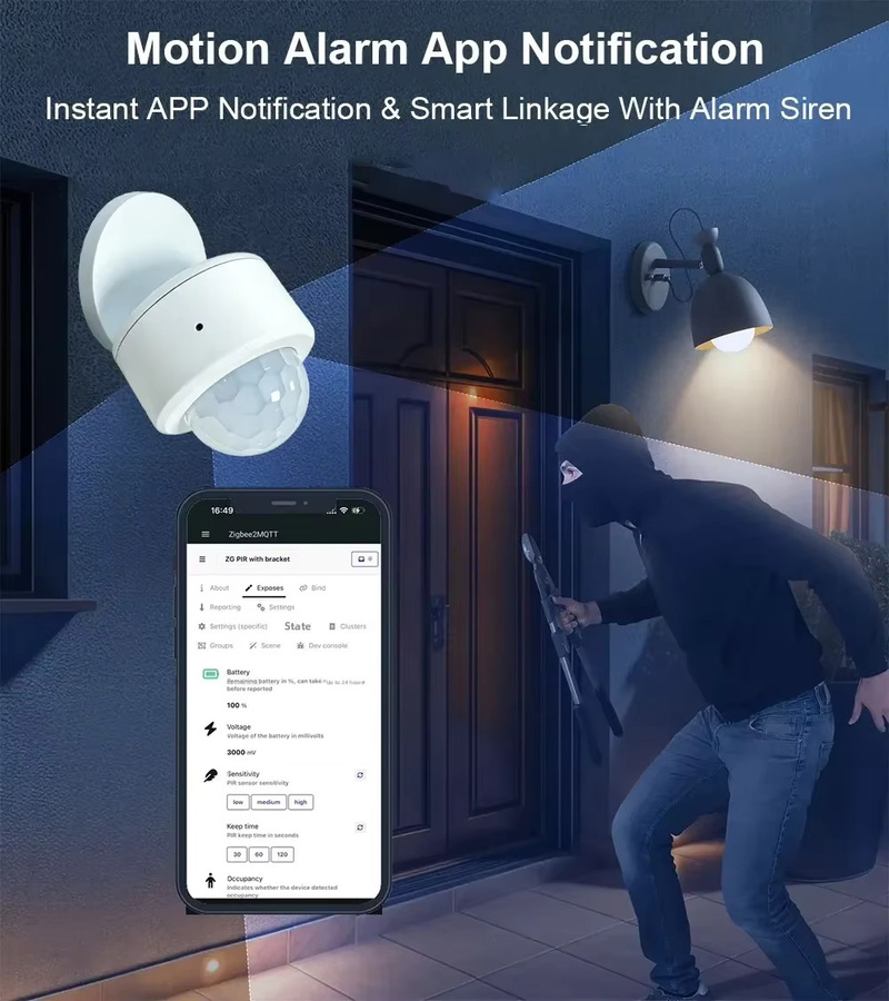 Tuya Zigbee 3.0 PIR-Bewegungsmelder Infrarot-Smart-Sensor in Weiß für Home Assistant und Z2M - Bild 3
