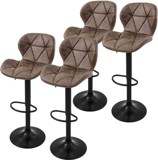 ML-Design Set aus 4 Barhockern aus Kunstleder in Braun mit Rückenlehne und verstellbarer Höhe 59-79 cm - Bild 1