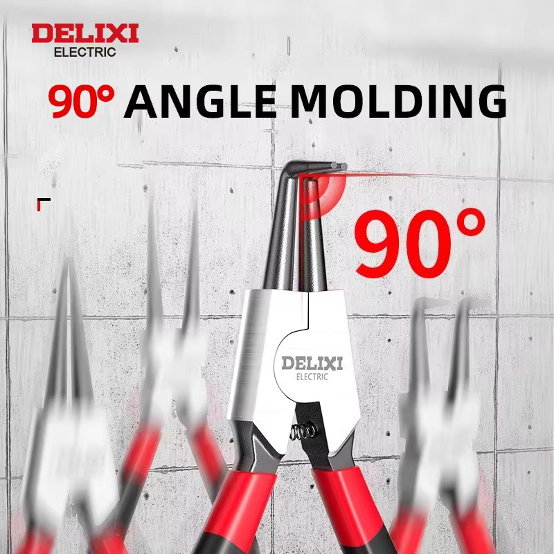 DELIXI ELECTRIC 5-Zoll-Sicherungsringzange für Innen- und Außenanwendungen in Silber mit rutschfestem Griff zum Entfernen von Ringen, Schläuchen und Dichtungen - Bild 4