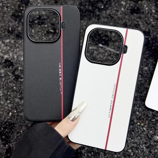 Slim Skin Protect Hard Cover Lederhülle mit Litschi- und Rautenmuster für Xiaomi 15 14 13 Ultra Pro in Rot, Grau oder Schwarz - Bild 1